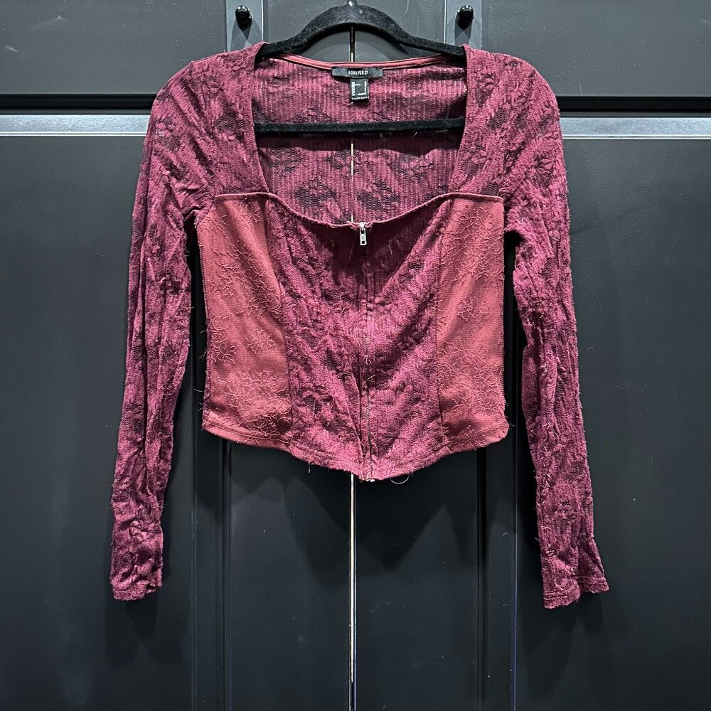 Maroon Lace Corset Style Top (NO BONING, SUPER COMFY)